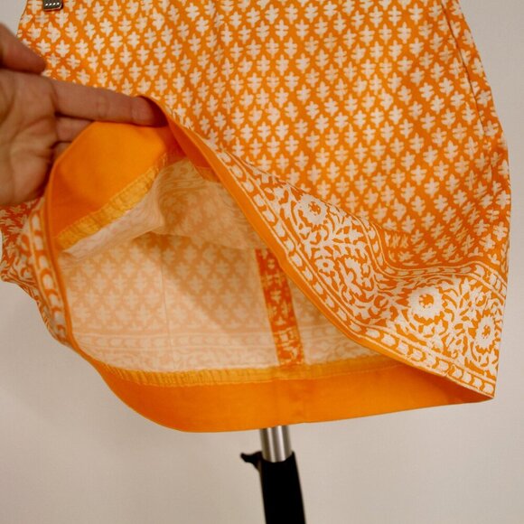 Sz 00- J. Crew Fctry Stretch Orange Boho Pattern Zip Up‎ Mini Skirt with Pockets - Picture 4 of 8